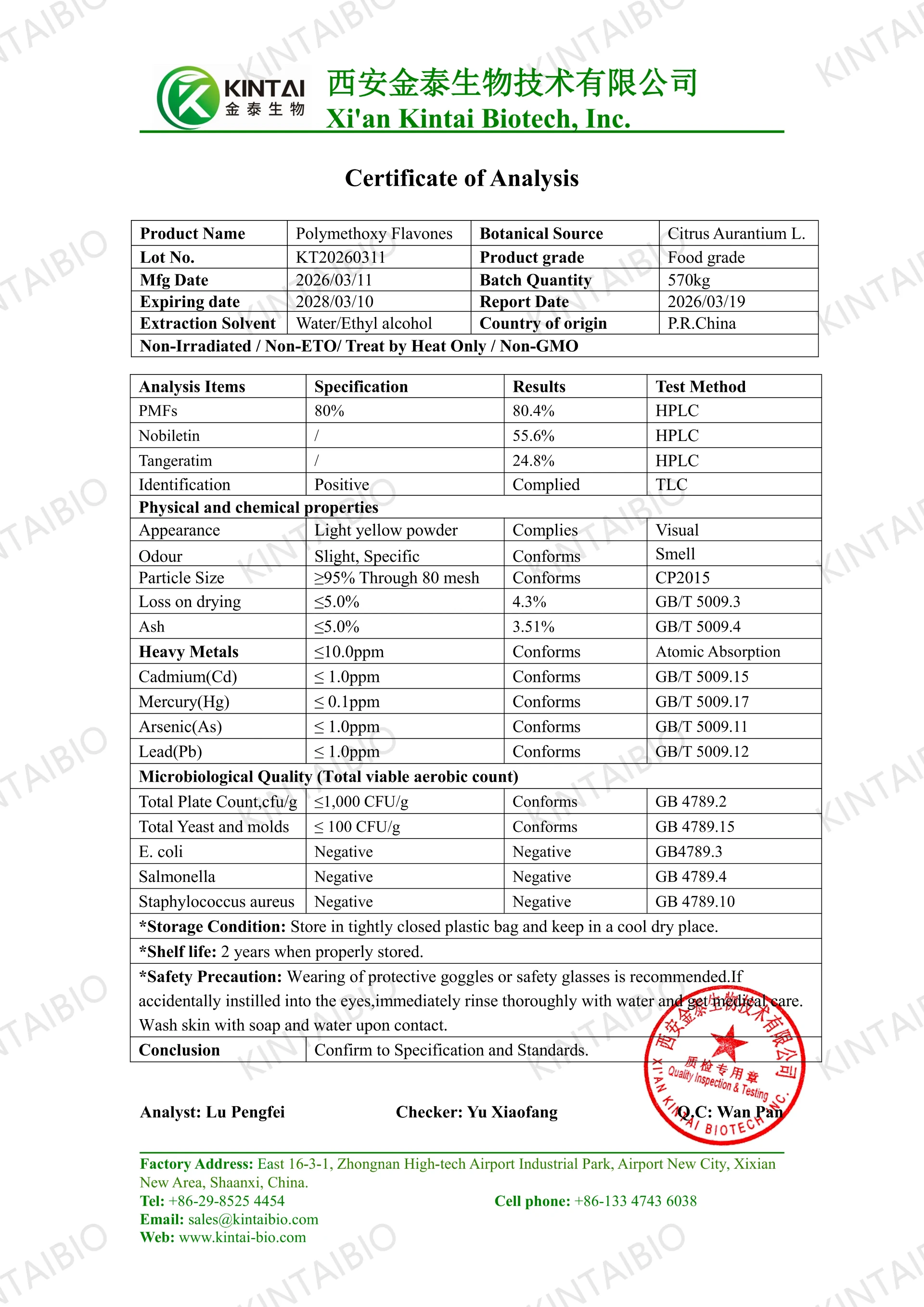 KT-COA of Polymethoxyflavones Citrus PMFs 80 KT-COA of Polymethoxyflavones Citrus PMFs 80